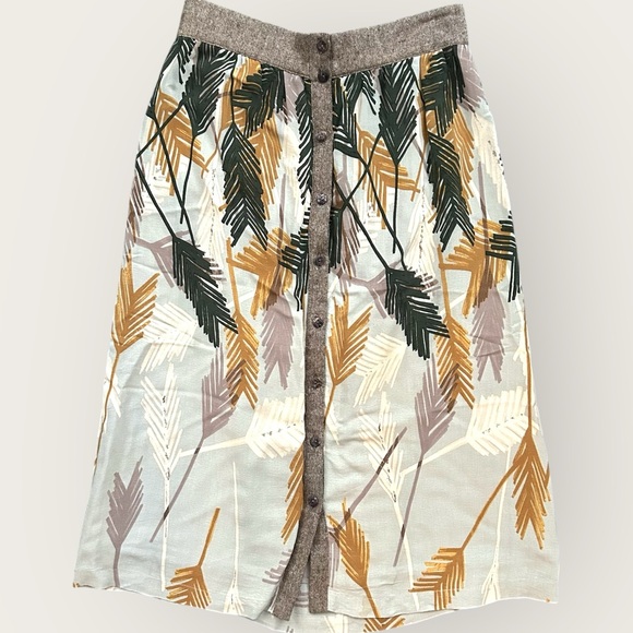 Anthropologie Edme & Esyllte Flurried Plumes Button‎ Skirt Tweed Waist Size 4 - Picture 2 of 7